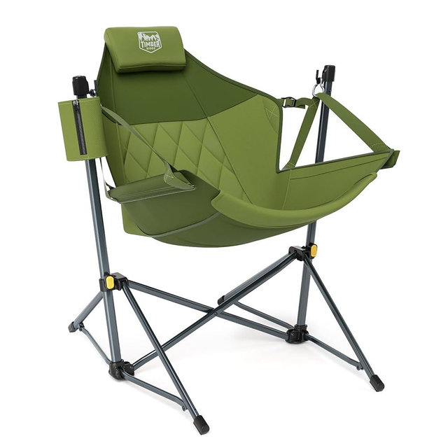 TIMBER RIDGE Hammock Camping Chair with Adjustable Backrest, Heavy Duty Folding Hammock Chair Supports 300lbs, Portable Hammock Chair for Camping, Travelling and Patio, Green