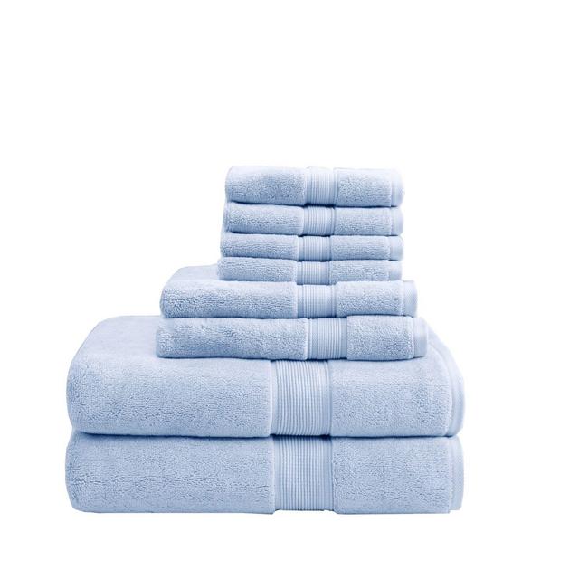 Madison Park Signature 800GSM 100% Cotton 8-Piece Towel Set in Light Blue
