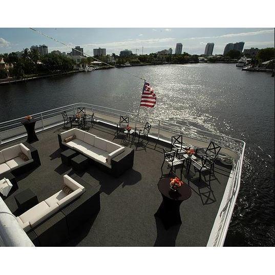Top deck aft features a spacious outdoor area for dancing under the stars.