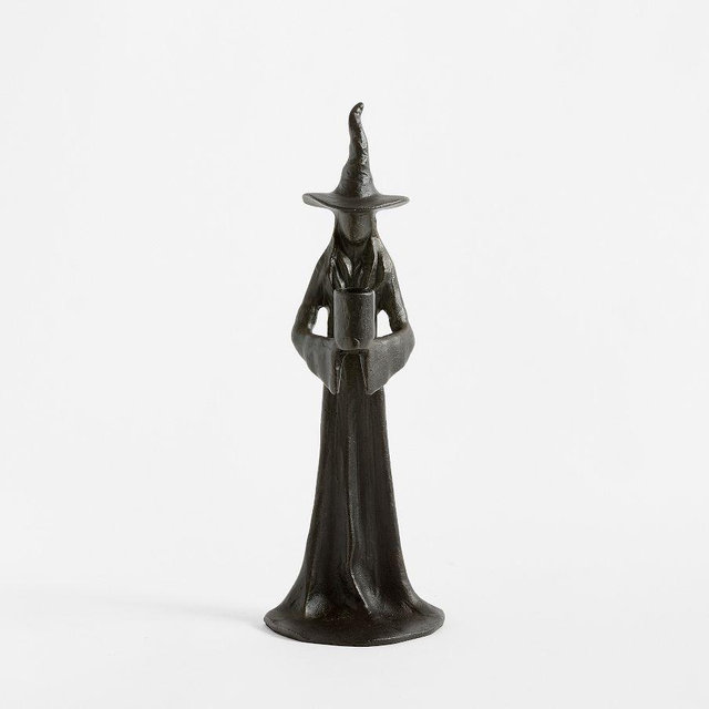 Witch Single Taper Candle Holder, Black
