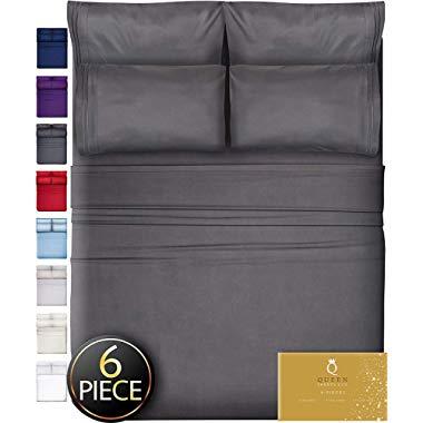 6 Piece King Size Sheets Deep Pockets - Deep Pocket King Sheets Deep Pocket King Bed Sheets King Sheet Set Bedding Sets King Size Bed Sheets King Size Bedding Set King Fitted Sheet King Sheets Gray