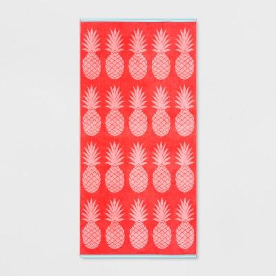 XL Pineapple Beach Towel Pink Coral - Sun Squad™