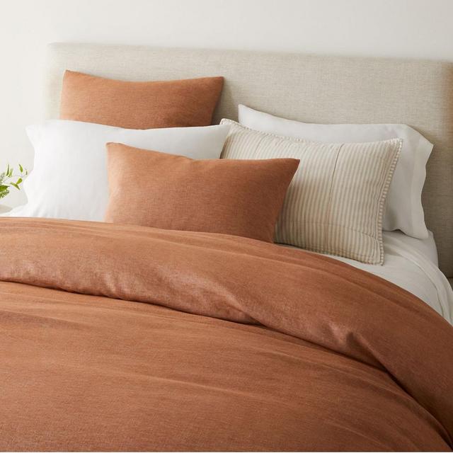 European Flax Linen Duvet Cover- terracotta melange - king size