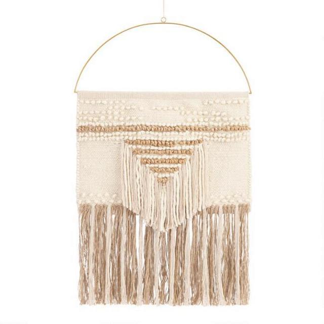 White and Gold Woven Wall Hanging