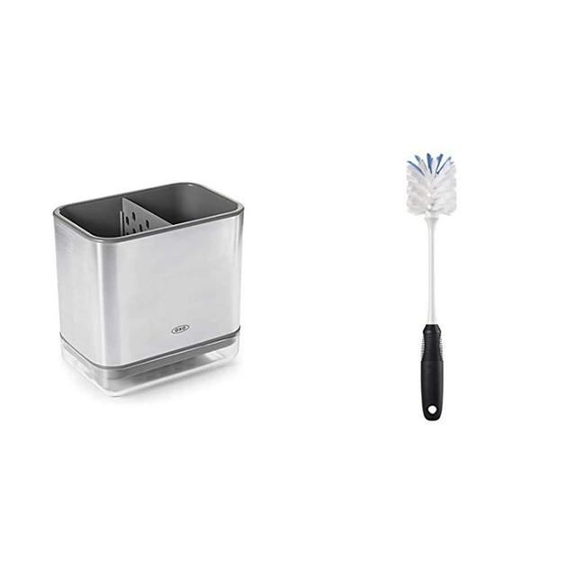 OXO Good Grips Stainless Steel Sinkware Caddy & Good Grips Bottle Brush, 12" H