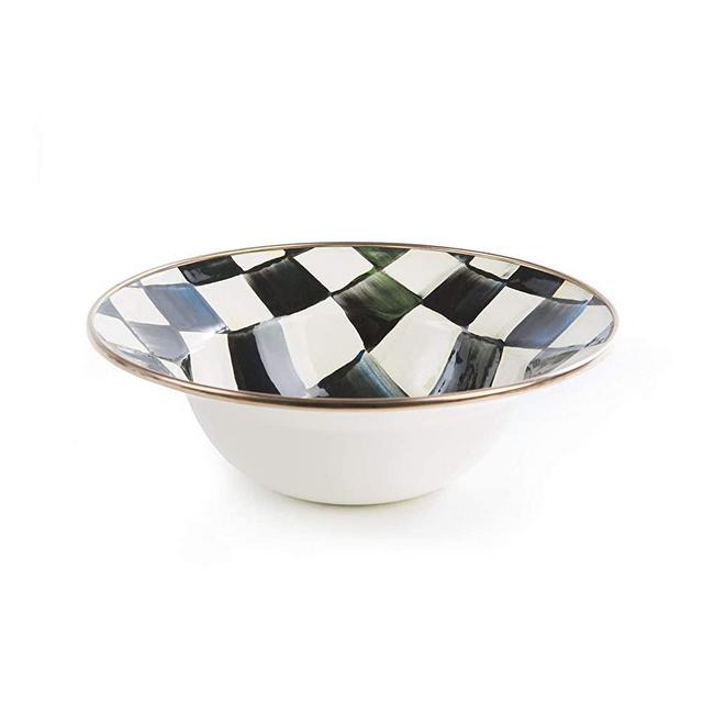 MacKenzie-Childs Courtly Check Breakfast Bowl, Oatmeal and Cereal Bowl, Small Serving Bowl