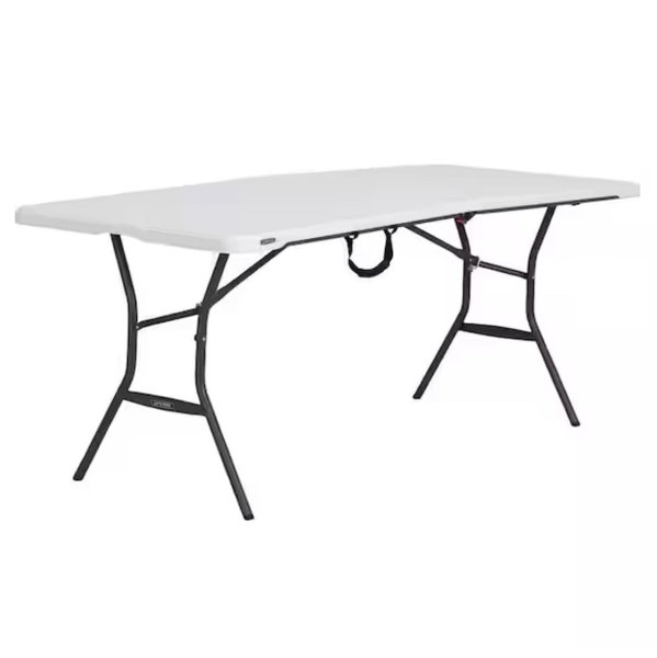 Lifetime 6 ft. White Plastic Fold-In-Half Table (Light Commercial) 280857