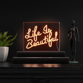 Life is Beautiful Contemporary Glam Acrylic LED Neon Light Box