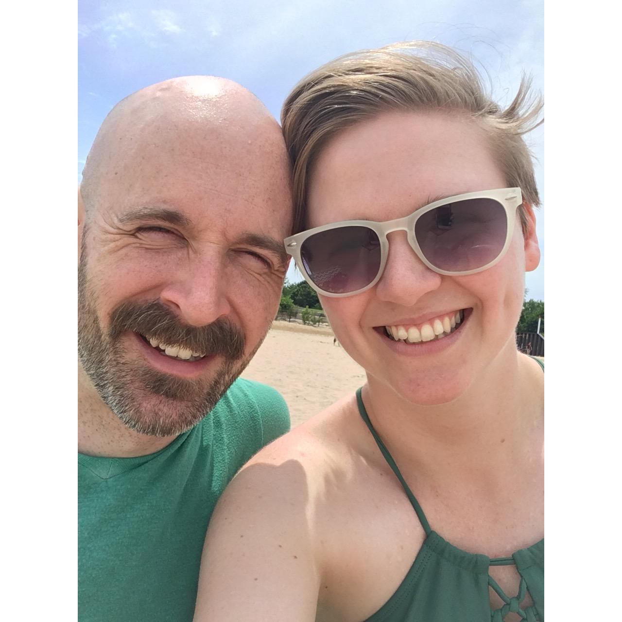 One of our first pictures together! At the Montrose dog beach. June 2018