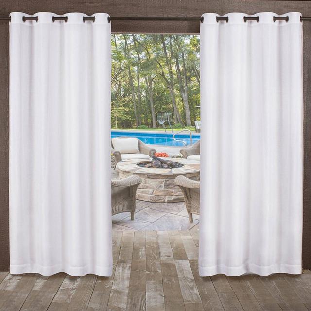 Set of 2 96"x54" Miami Indoor/Outdoor Textured Sheer Grommet Top Window Curtain Panel White - Exclusive Home