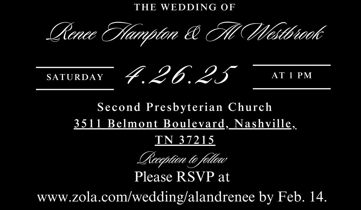 The Wedding Website of Renee Hampton and Al Westbrook