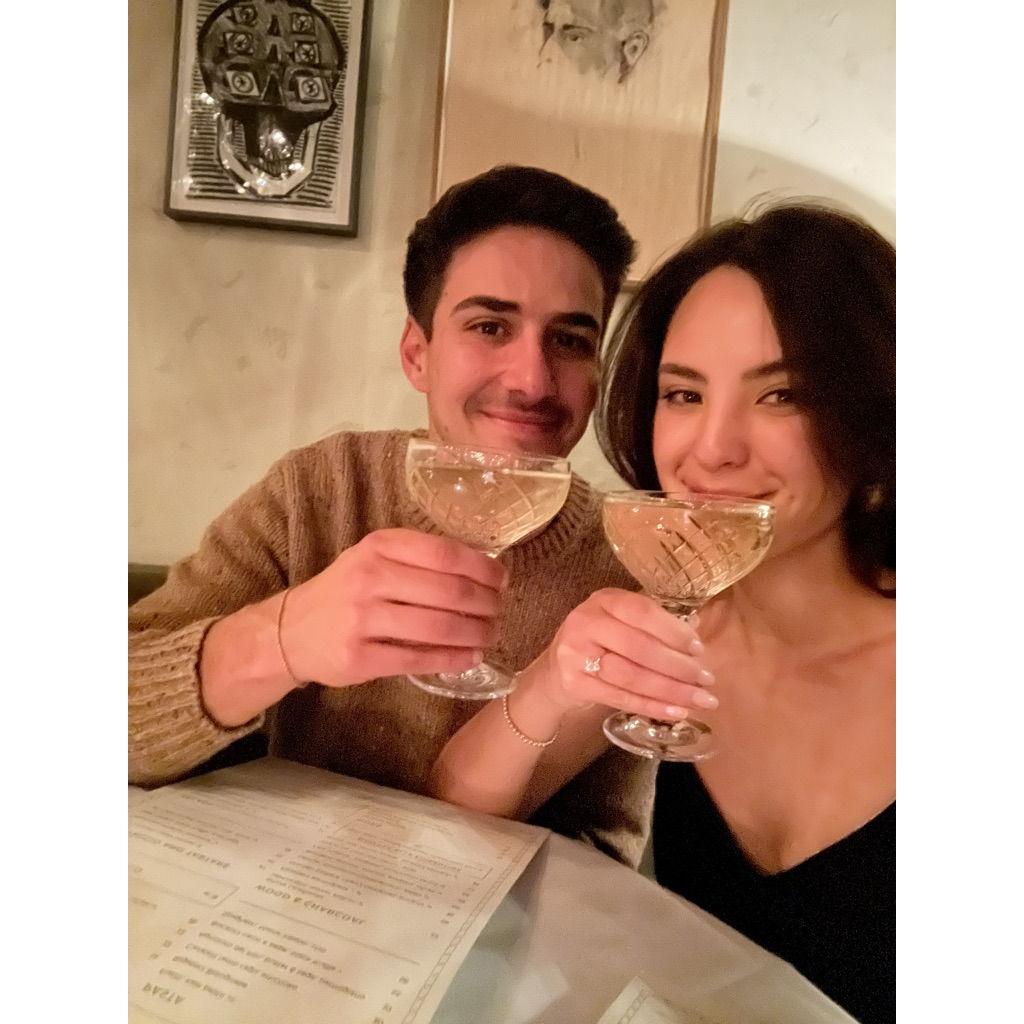 Our engagement dinner. Cheers! (2023)