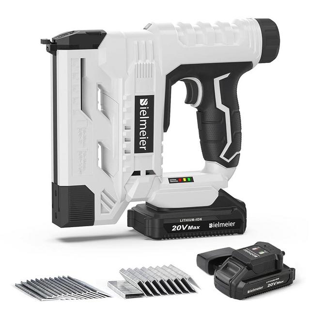 BIELMEIER 20V Nail Gun Battery Powered, 18 Gauge 2 in 1 Cordless Upgraded Brad Nailer Stapler for Upholstery and Carpentry, Electric Staple Gun Include 2.0Ah Battery, Charger, 1600 Staples and Nails