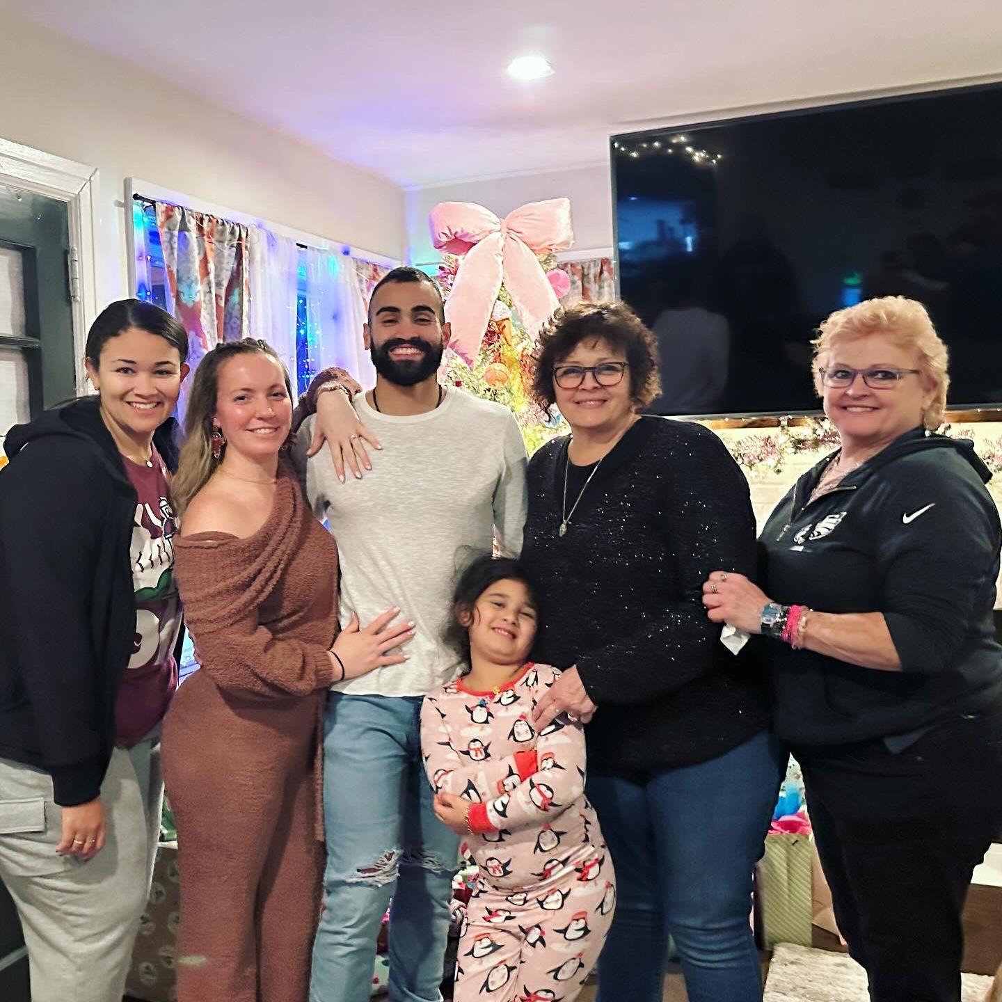 Picture with Jeff’s family right after he proposed 💕