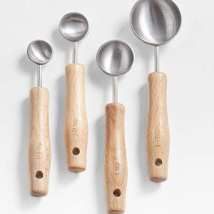 Beechwood and Stainless Steel Dry Measuring Spoons + Reviews | Crate & Barrel