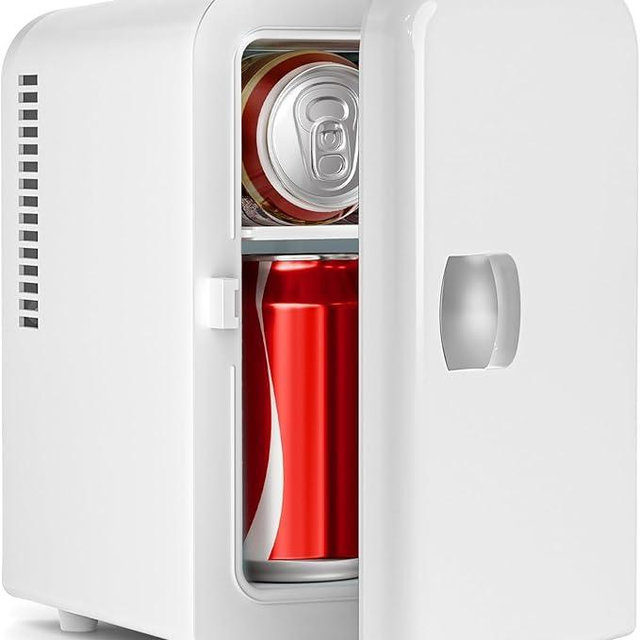Electactic Compact Refrigerator, Portable Mini Fridge, Skin Care 4L/6 Cans, for Bedroom, Car, Office & Dorm, Small Cooler for Cosmetics, Beverage and Food, White