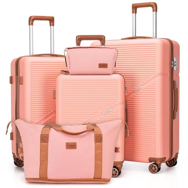 Cosbarn Luggage Sets 5 Piece Suitcases with Wheels, Suitcase Set ABS Hard Case Luggage with TSA Lock Spinner Wheels Durable Travel Luggage