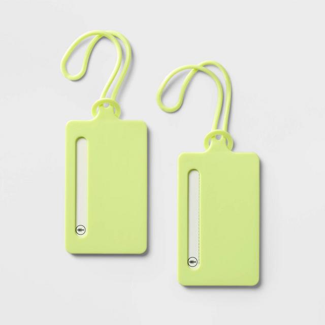 2pk Silicone Luggage Tag Lime Green - Open Story™️