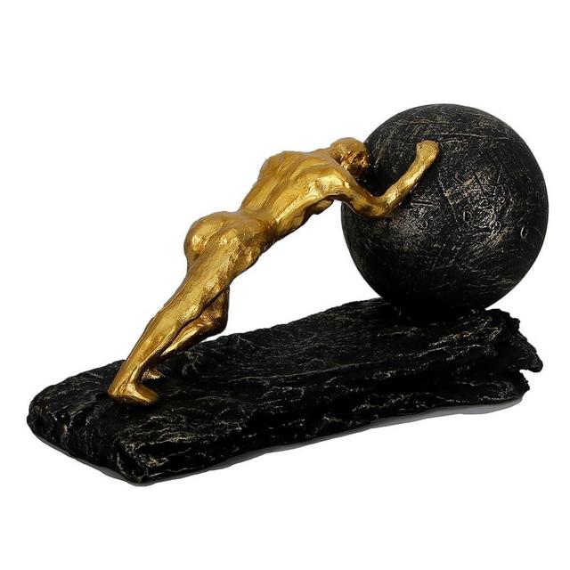 Wisifayardin Bronze Accent Heavy Ball Sisyphus Sculpture - Struggler Statue - Modern Resin Decor for Office or Living Room, Sportsman Figurine Ornament, and Sculptures Decoration