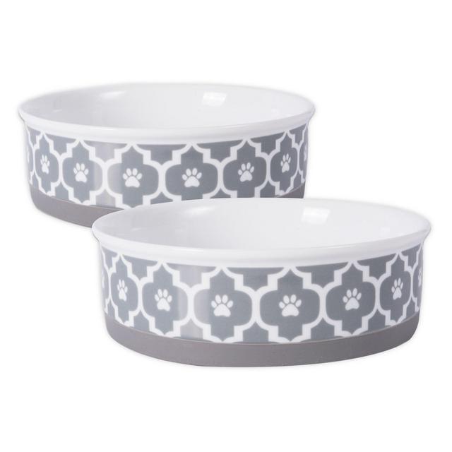 Dii® Bone Dry Lattice Design 1.75-Cup Pet Bowls in Grey (Set of 2)