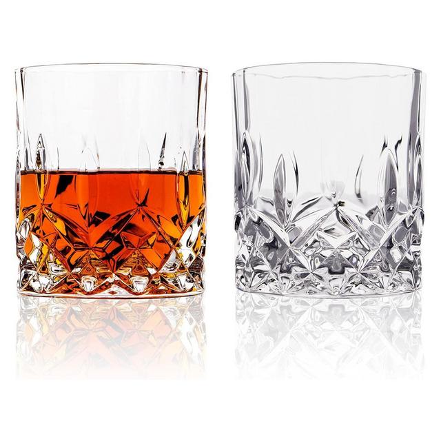 LEMONSODA Crystal Cut Double Rocks Old Fashioned Whiskey Glasses - 10oz