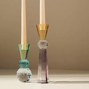 Cut Glass Candle Holder - Purple