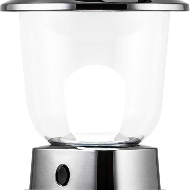 Enbrighten Brushed Nickel LED Camping Lantern, Battery Powered, 550 Lumens, 280 Hour Runtime, Carabiner Handle, Hiking Gear, Emergency Light, Blackout, Storm, Hurricane, 14210