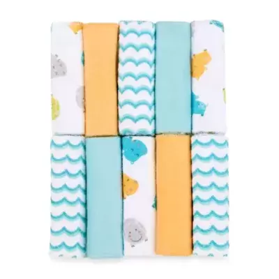 Just Bath by Just Born™ Love to Bathe 10-Pack Hippo Washcloth in Aqua/Orange