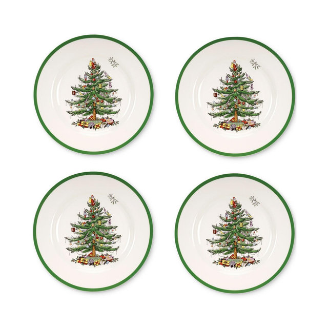 Spode Christmas Tree Dinner Plates, Set of 4