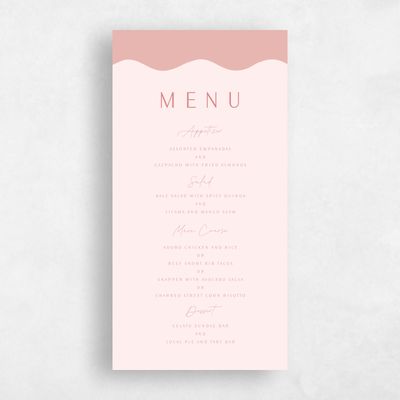 Lightest Blush, Pink Wedding Menu - Molnar