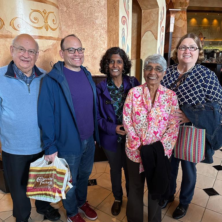 Lunch with Preetha's mom, Nalini, , Jim's dad, also Jim,  and Jim's stepmom, Malinda.
