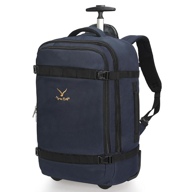 Hynes Eagle Rolling Backpack 42L Backpack with Wheels Airline Approved Carry on Luggage Laptop Travel Suitcase Bag for Women Men Dark Blue