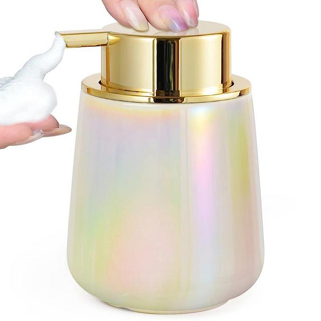Bosilunlife Foam Soap Dispenser - 12Oz Ceramic Foaming Hand Soap Dispenser for Bathroom Refillable Liquid Kitchen Dish Hand Soap Dispenser with Pearl Glaze Modern Small Soap Dispenser
