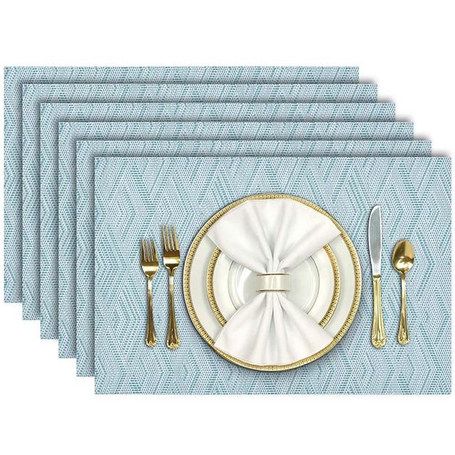 Aofmee Placemats, Placemats for Dining Table Set of 6, Heat Resistant Place Mats, Washable PVC Table Mats, Woven Vinyl Placemats, Non-Slip Stain Resistant Kitchen Table Placemats, Easy to Clean