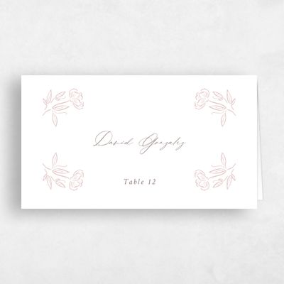 Blush, Pink Wedding Place Card - Eze
