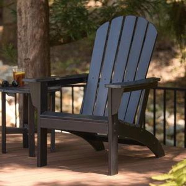 Style Selections BLACK HDPE Frame Stationary Adirondack Chair with Slat Seat