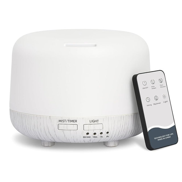 SPLITSKY 300ML Essential Oil Diffuser, Cool Mist Air Aromatherapy Oil Diffuser with Remote Control, 8 Hour Quiet Home Diffuser, 7 LED Light Colors, Timer,for Small Rooms Bedrooms.