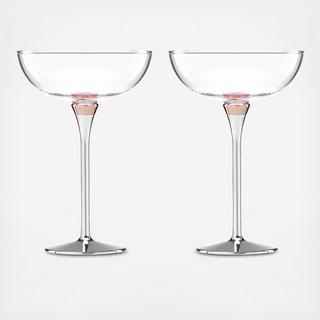 Rosy Glow Champagne Saucer, Set of 2