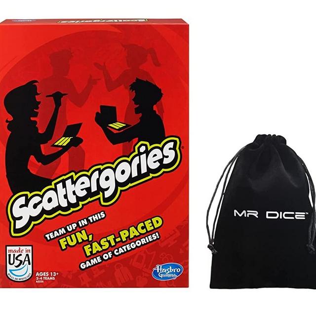 Scattergories Game of Categories Bundle with Mr Dice Drawstring Bag