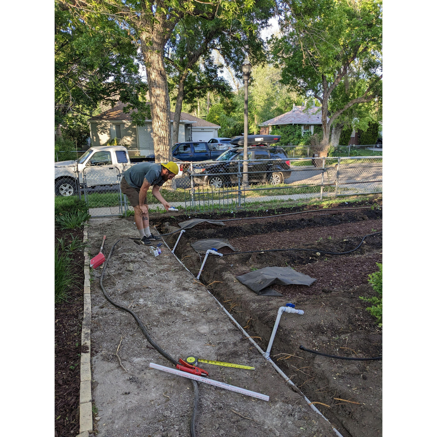 Setting up the garden irrigation