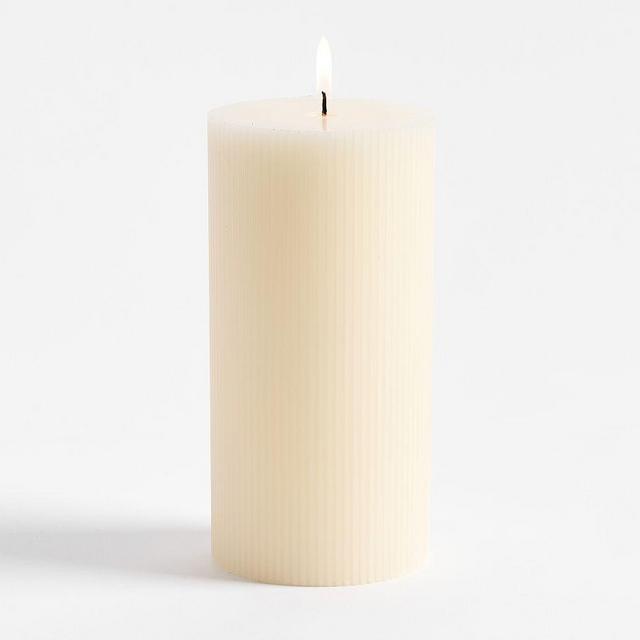 Fluted Pillar Candle: Ivory: 4X8