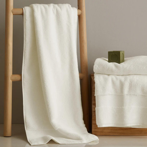 Turkish Ribbed Quick Dry Bath Sheet (Set of 2) in Ivory