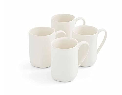 Portmeirion Sophie Conran Arbor Collection Set of 4 Organic Shape Stoneware Mugs, 14 ounces (Creamy White)