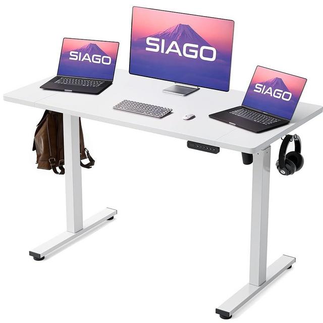 SIAGO Electric Standing Desk Adjustable - 48 x 24 Inch Sit Stand up Desk with Cable Management - 3 Memory Preset Adjustable Height Desk Computer Home Office Desk