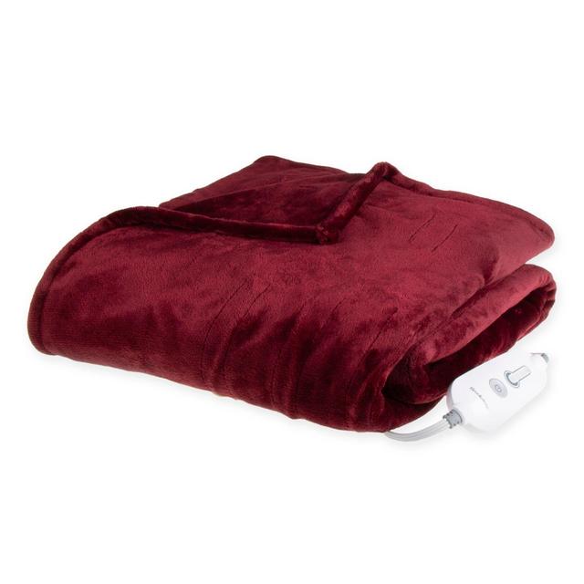 Brookstone® n-a-p®  Heated Plush Throw in Cranberry
