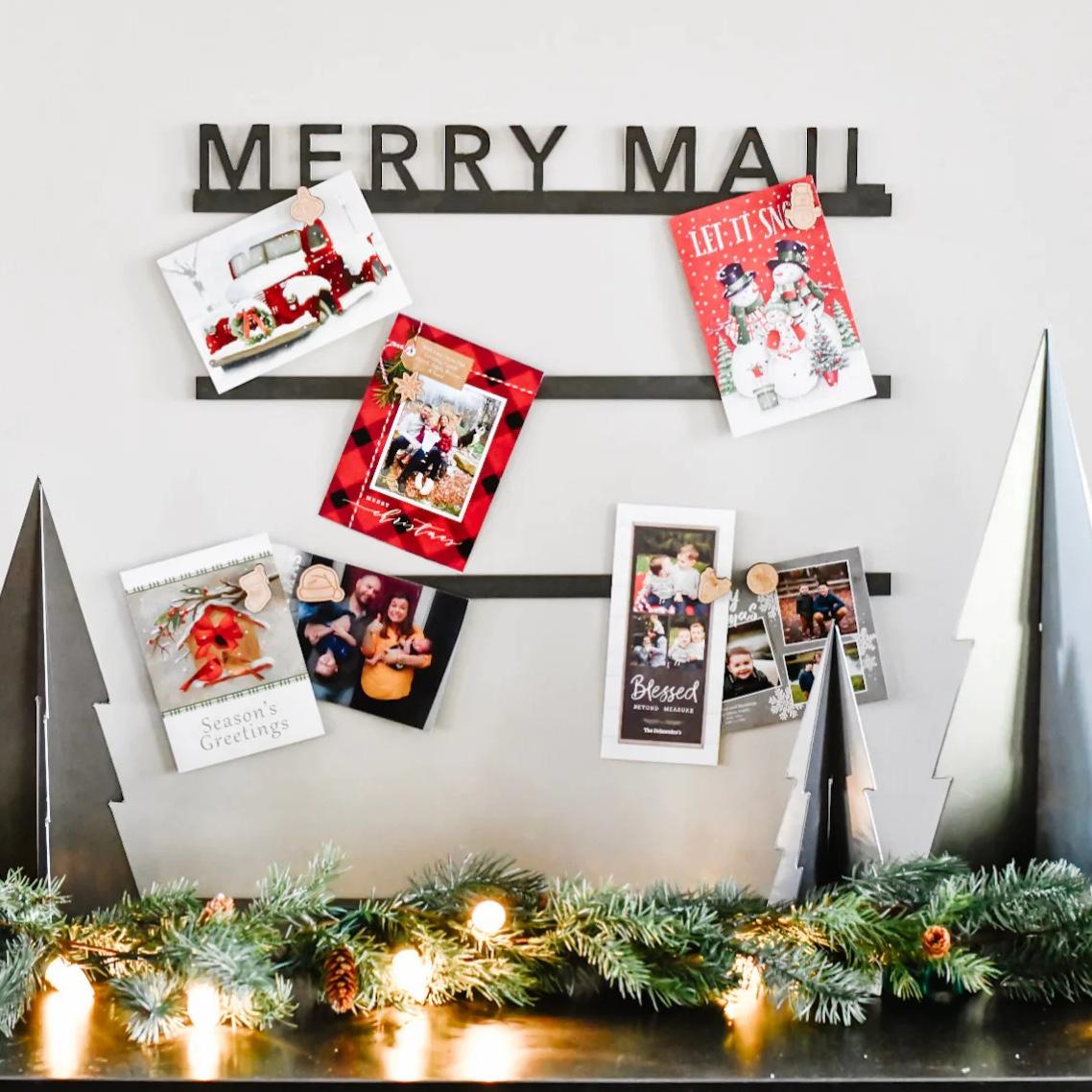 "Merry Mail" Bars - Magnetic Christmas Card Display