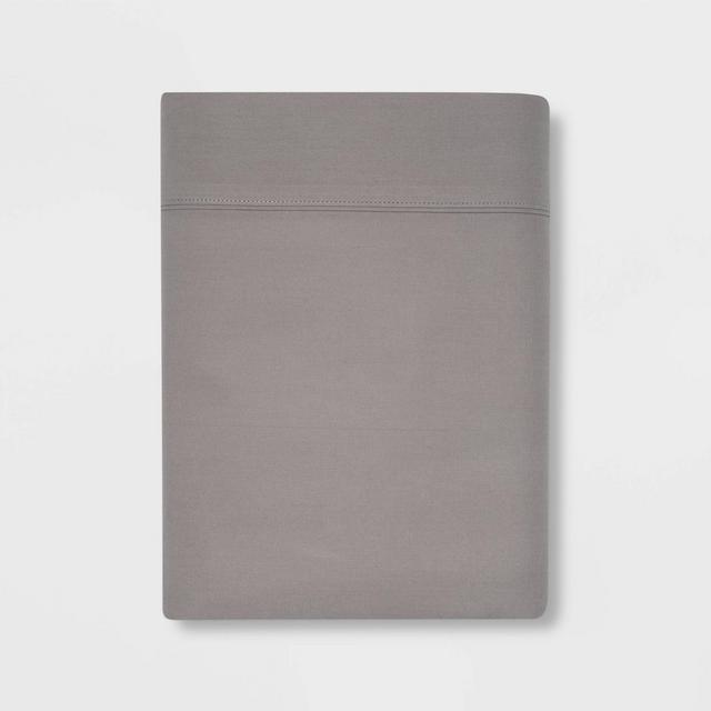 Queen 300 Thread Count Ultra Soft Flat Sheet Gray - Threshold™