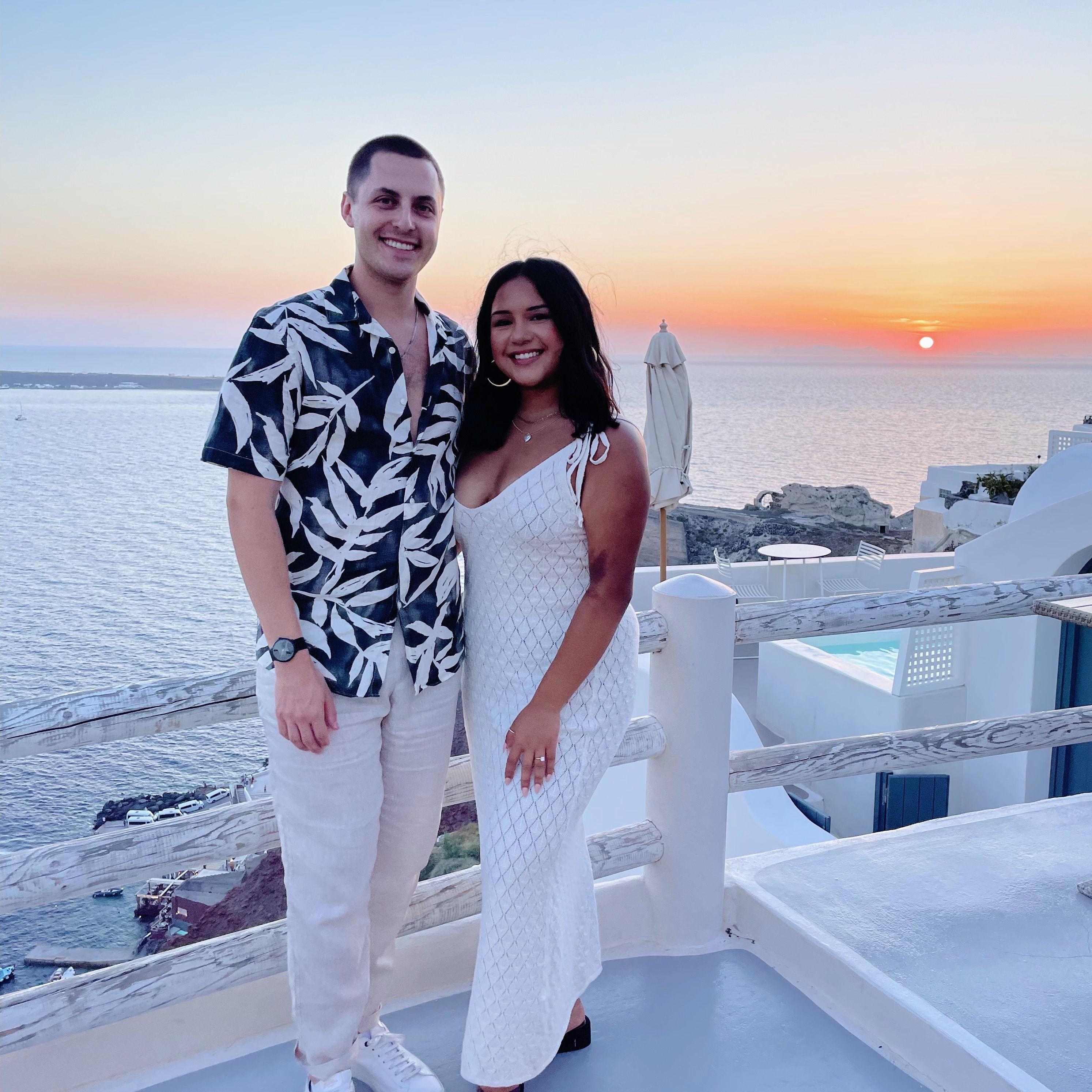 Engagement Moon in Santorini