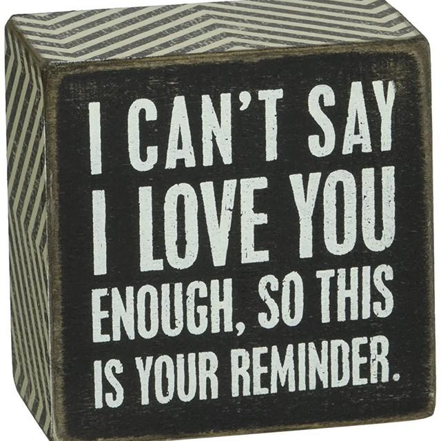 Primitives by Kathy 23238 Chevron Trimmed Box Sign, 3 x 3-Inches, I Love You