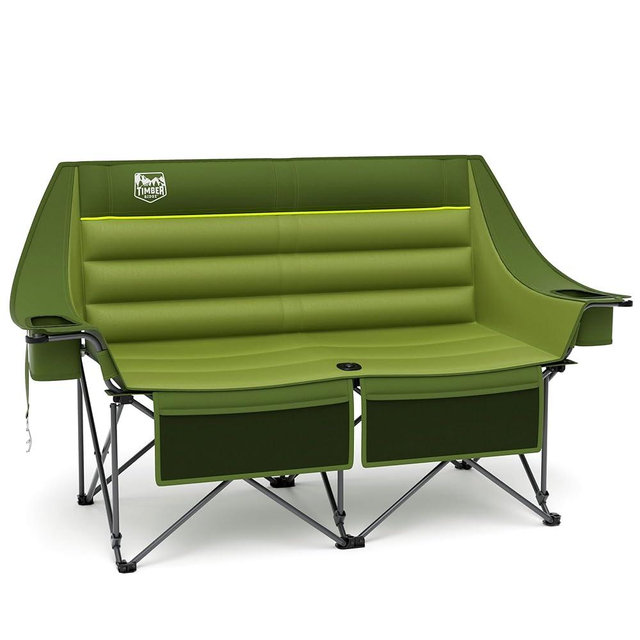 Timber Ridge Double Camping Chair, Heavy Duty Outdoor Folding Camp Couch, Loveseat Camping Chairs Perfect for Campsites, Patio/Lawn, Soccer Games or Other Youth Sports, Supports 600 lbs